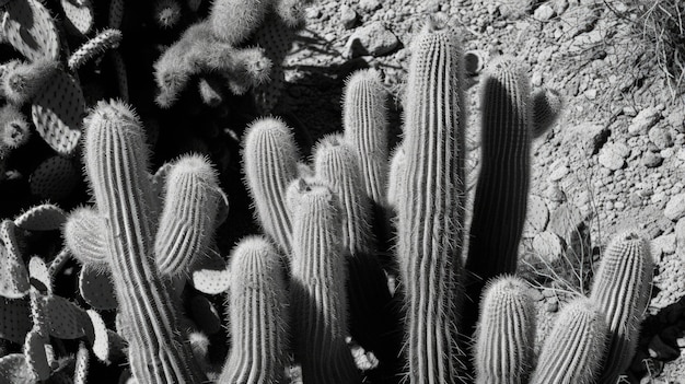 Foto gratuita cactus monocromatici del deserto