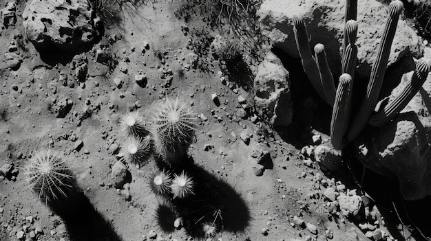 Monochrome  desert cacti