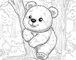 Foto gratuita monochrome line art bear coloring page illustration