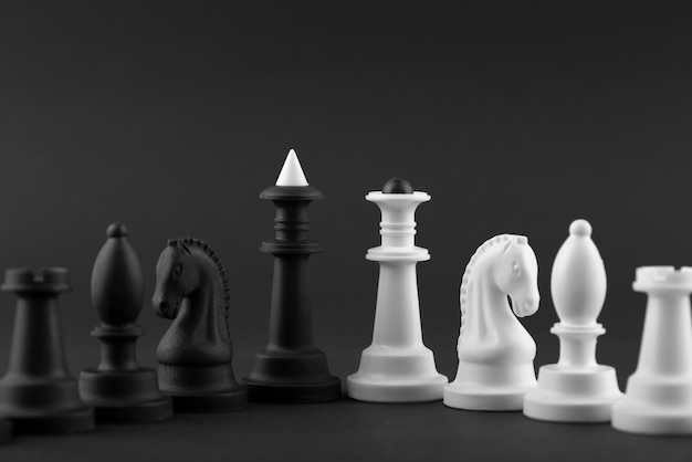 Free photo monochrome pieces for chess board game