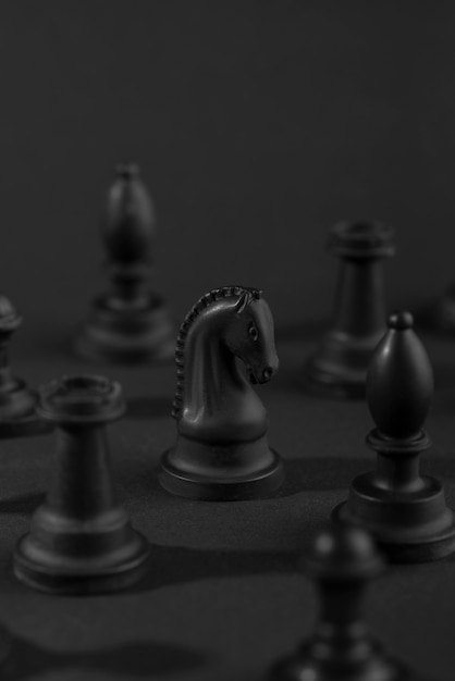 Free photo monochrome pieces for chess board game