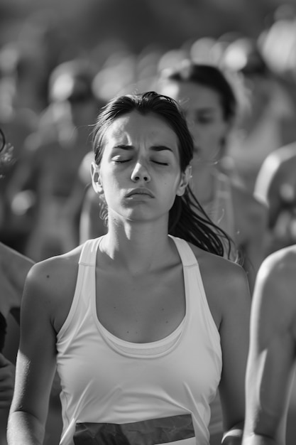 Free photo monochrome portrait of athlete competing in the olympic games championship