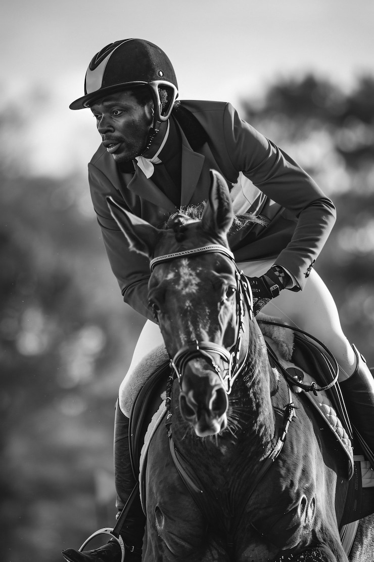 Free Photo monochrome portrait of athlete competing in the olympic games championship