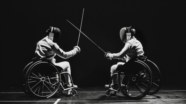 무료 사진 monochrome portrait of athlete competing in the paralympic games championship