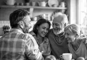 Free photo monochrome portrait of parent and child showing affection and sharing time together