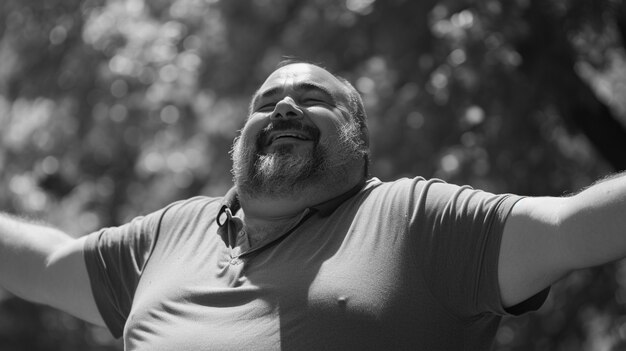 Monochrome portrait of person exercising from world health day