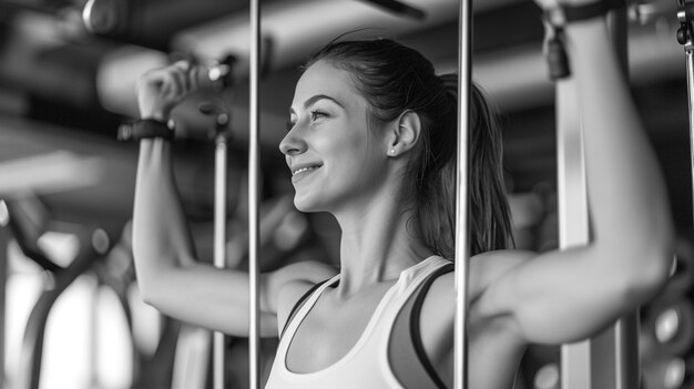 Monochrome portrait of person exercising from world health day