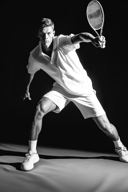 Free photo monochrome portrait of professional tennis player