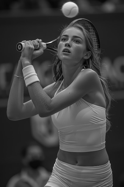 Monochrome portrait of professional tennis player