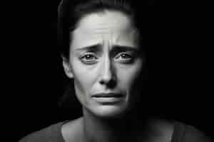 Free photo monochrome portrait of sad woman
