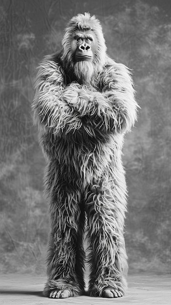 Free photo monochrome representation of hairy beast or sasquatch