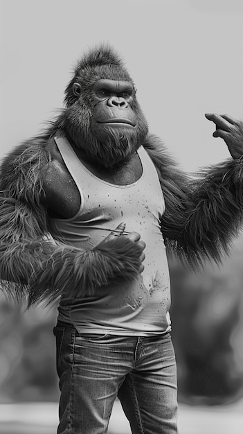 Free photo monochrome representation of hairy beast or sasquatch