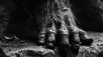 Foto gratuita rappresentazione monocromatica di bestia pelosa o sasquatch