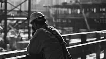 무료 사진 monochrome scene depicting life of workers on a construction industry site