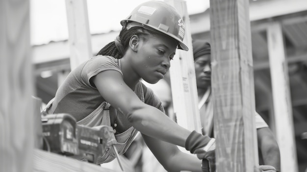 無料写真 monochrome scene depicting life of workers on a construction industry site