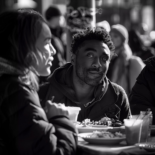 Free photo monochrome street food entertainment