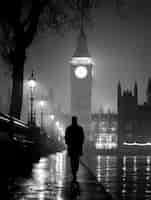 Free photo monochrome view of big ben clock for world heritage day