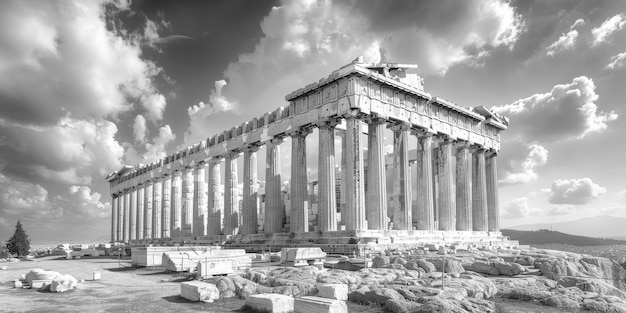 무료 사진 세계 문화 유산 의 날 을 맞아 파르테논 의 단색 광경