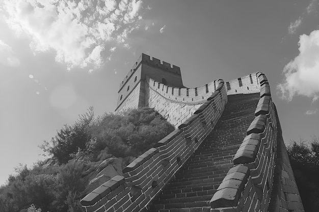 無料写真 monochrome view of the historic great wall of china