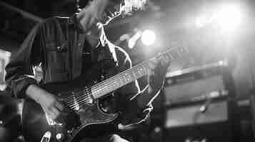 Free photo monochrome view of person playing electric guitar