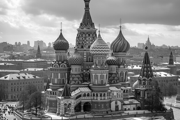 Monochrome view of red square for world heritage day