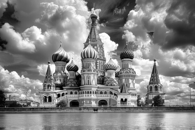 Monochrome view of red square for world heritage day