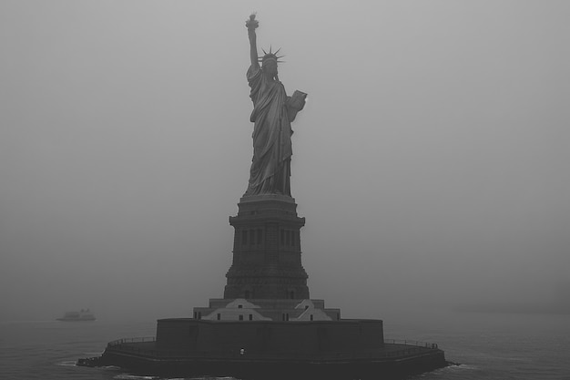 Monochrome view of statue of liberty for world heritage day