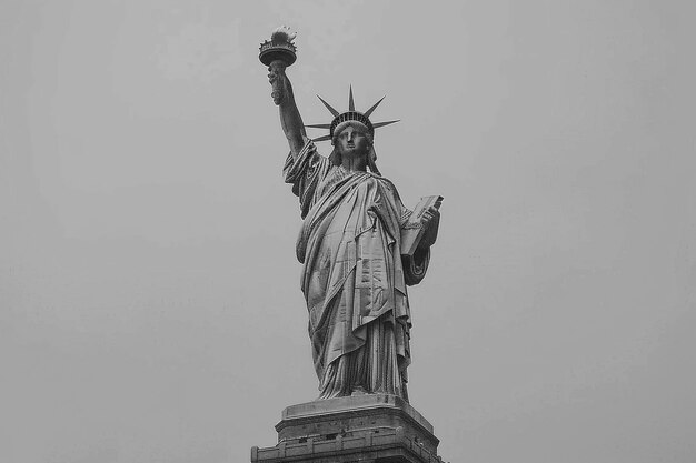 Monochrome view of statue of liberty for world heritage day
