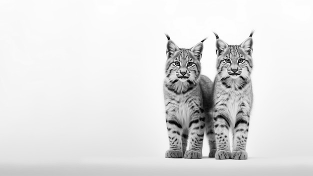 Monochrome view of wild bobcat