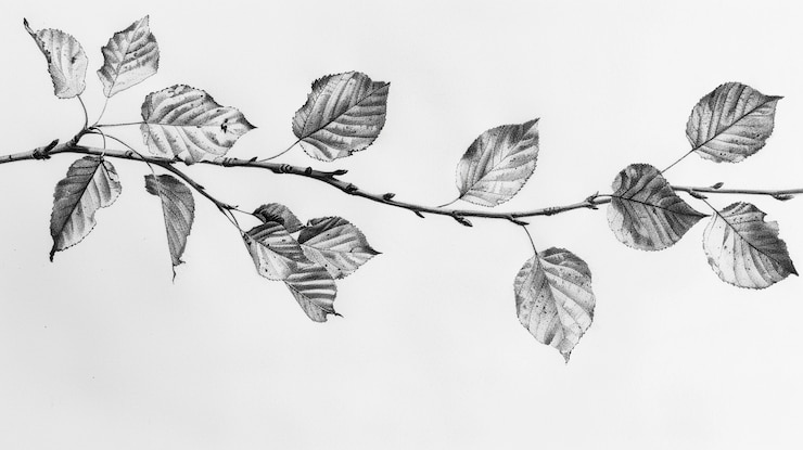 Free Photo monochrome vintage leaf in line art style