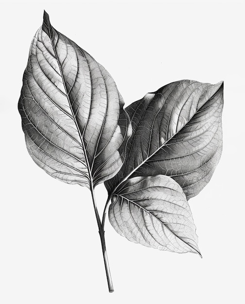 Free photo monochrome vintage leaf in line art style