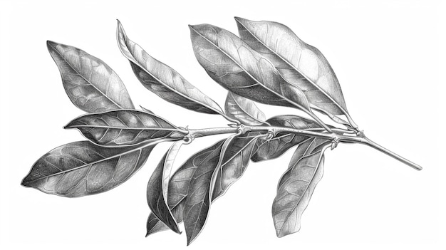 Free photo monochrome vintage leaf in line art style