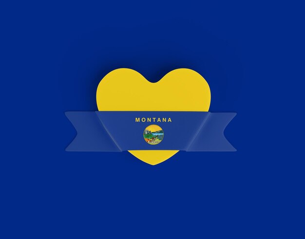 Montana Flag Heart Banner