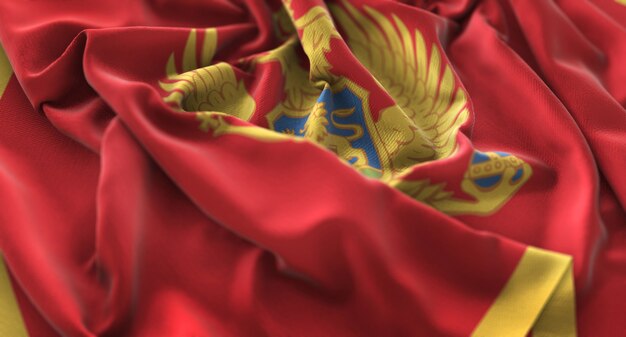 Montenegro Flag Ruffled Красиво машет макрос крупным планом выстрел