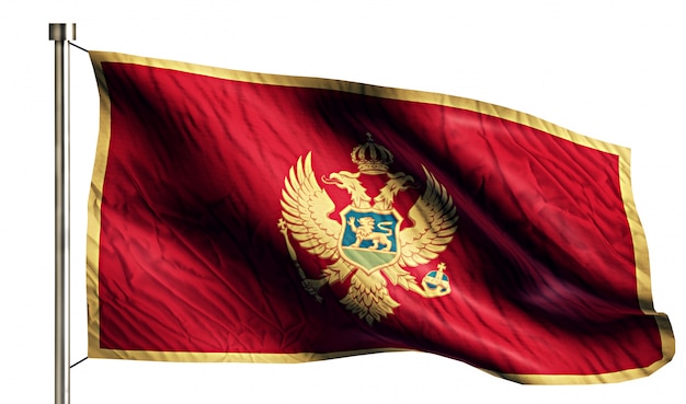 Free photo montenegro national flag isolated 3d white background