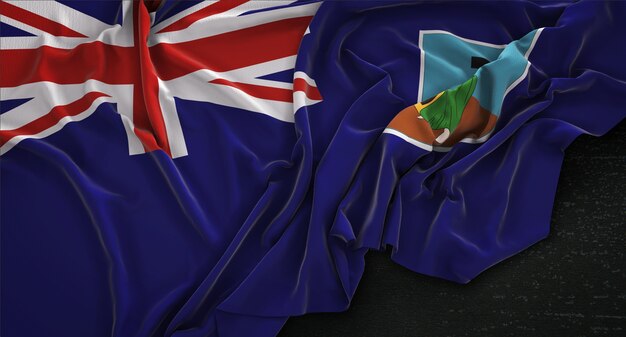 Montserrat Flag Wrinkled On Dark Background 3D Render