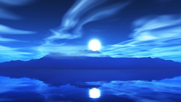 Луна освещает море