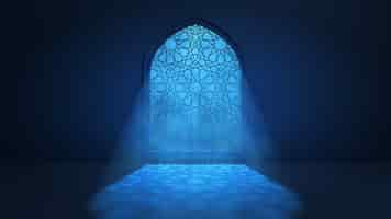Free photo moon light shine through the window into islamic mosque interior