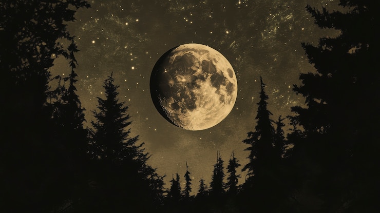 Free Photo the moon seen during a phase with sepia style effect