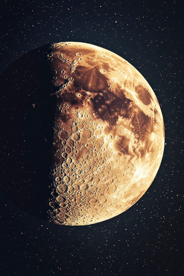 Free Photo the moon seen during a phase with sepia style effect