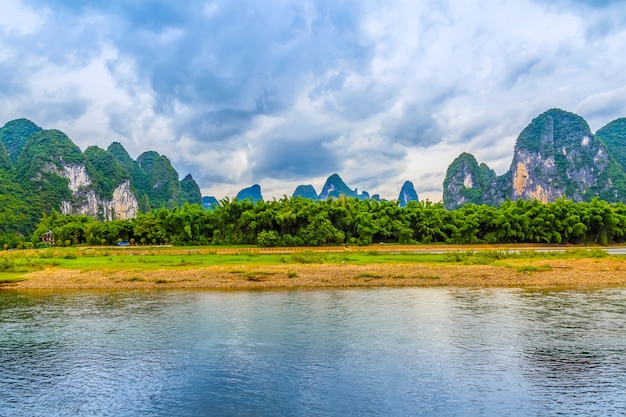 morning landscape hill bamboo scene