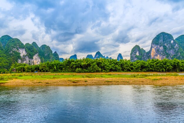 morning landscape hill bamboo scene