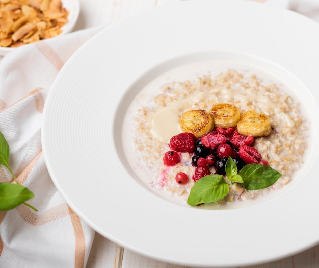 Morning meal with crushed cereals