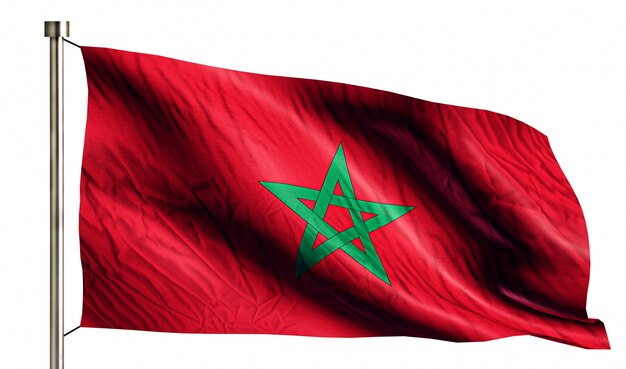 モロッコ、国旗、隔離された、白、背景