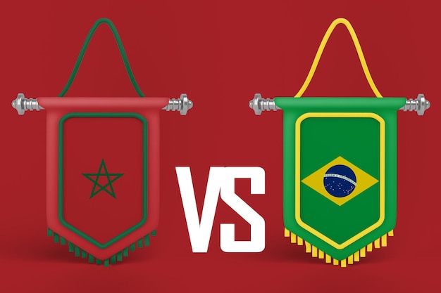 모로코 VS 브라질 국기 배너