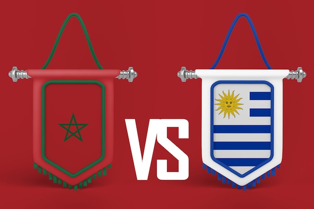 Foto gratuita banner bandiera marocco vs uruguay