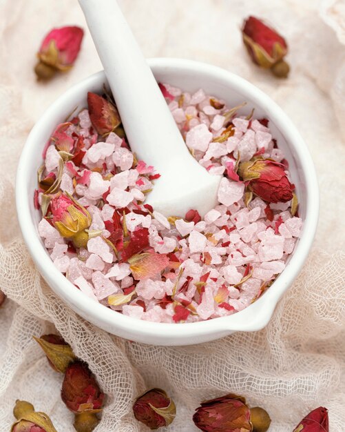 Mortar, pestle and salts