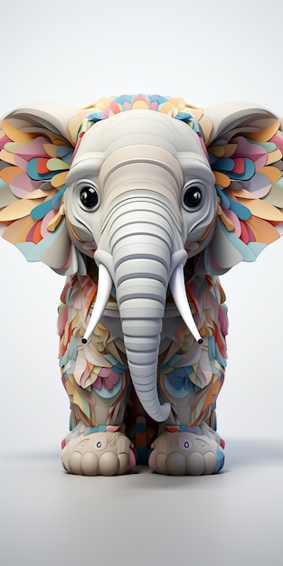 Бесплатное фото Слон дизайна мозаики в студии