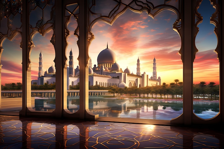 Free Photo mosque building with intricate architecture