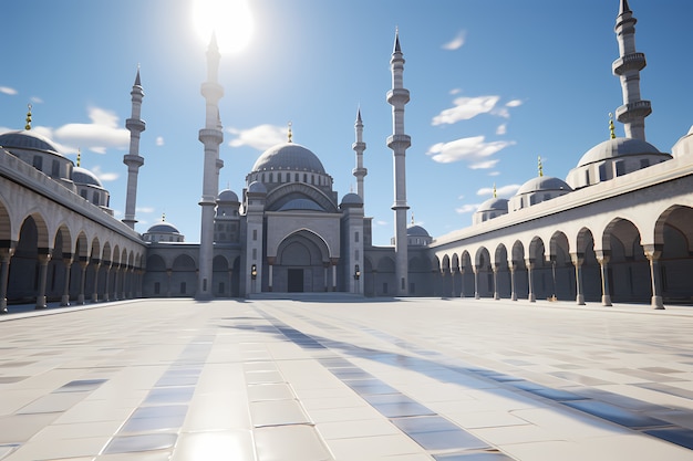 Бесплатное фото Здание мечети с сложной архитектурой